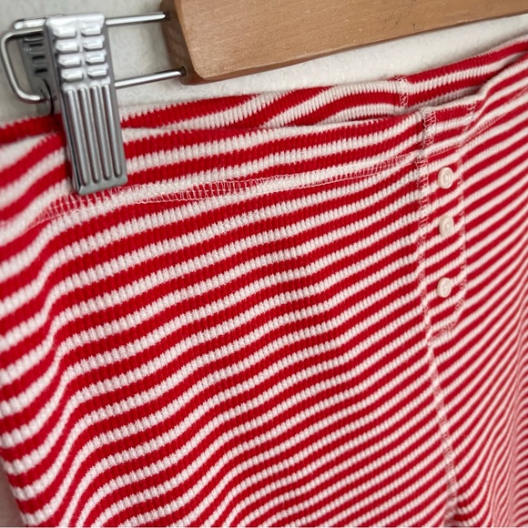 dip Soft Waffle Henley Stripe Pajama Joggers Set Red White Candy Stripe Size L - Picture 9 of 15